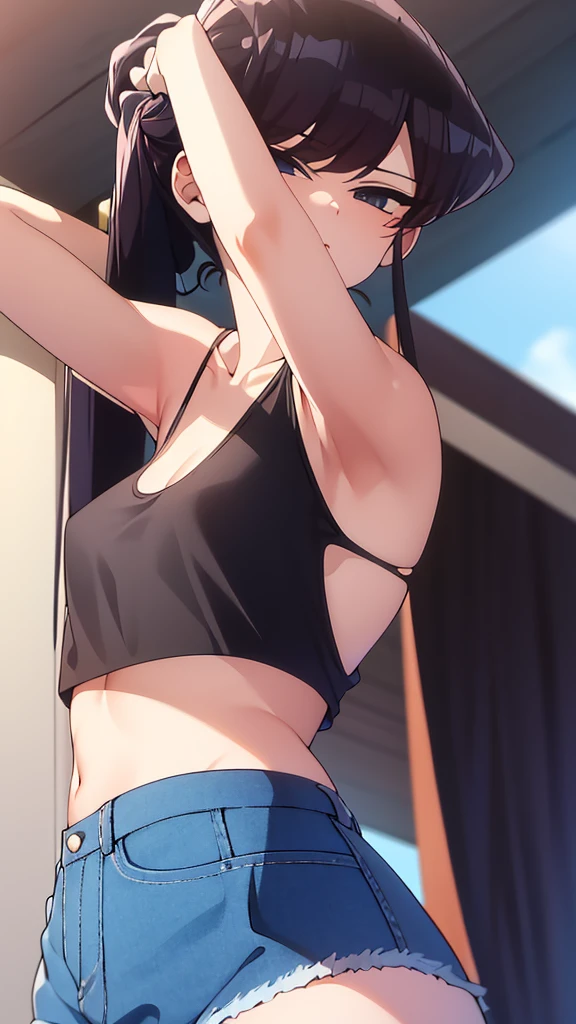 Affordable design, Clear lines, High Sharpness, (Highest quality,4K,Perfect sharpness,Ultra fine,High resolution,masterpiece:1.2), Perfect Anatomy:1.5, Official Art, Illustrations that tell a story, (Whitish background:0. 9)、Body Positivity、多Mr.な身体表現、(Random and fun poses)、Perfect beauty、Perfect beautiful face、(Strong winds)、A rich expression、Dynamic composition、smile、Golden ratio composition、colorful、(((Mr.々Different angles and perspectives)))、Anime Art、(Overcoming stereotypes)、 Glowing Skin、(Natural beauty)、bangs、Straight Hair、(Soft and flowing hair)、(countryside)、(Nostalgic atmosphere)、(Insert up to the thighs)、(Playful and carefree)、(多Mr.なキャラクター)、(Graceful posture)、(Sunny atmosphere)、(Bright colors)、((Pure white lingerie))、Show off your thighs、Show off the backs of your thighs、((Micro Bikini))、Sweaty skin、(( String panties))、Spread your legs、Lie down、