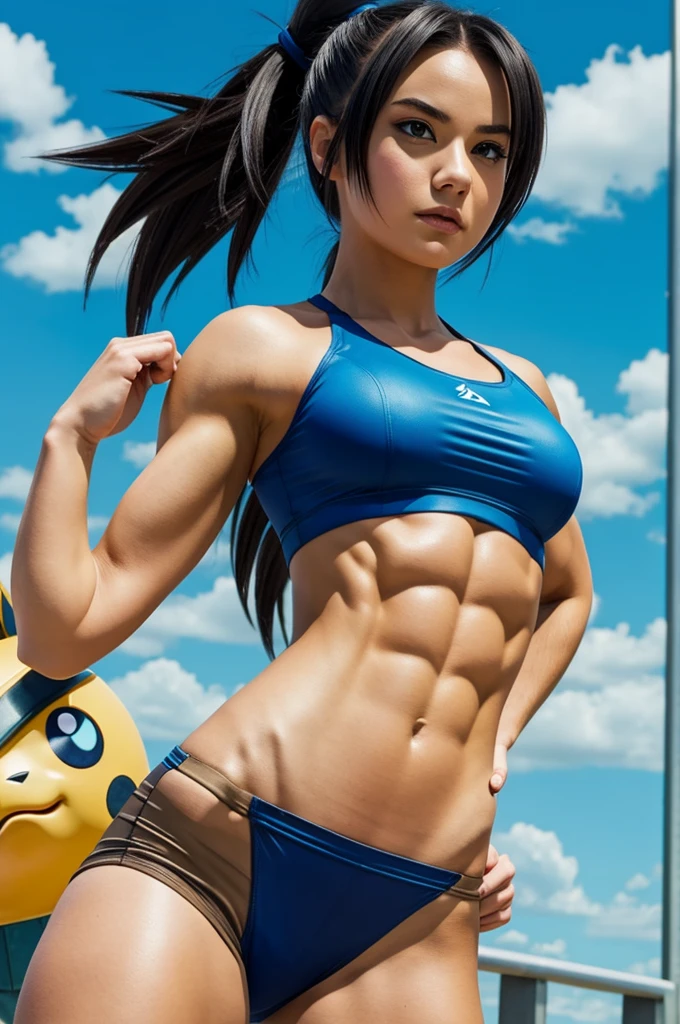 Bea from Pokémon is very muscular and has anime-style abs
