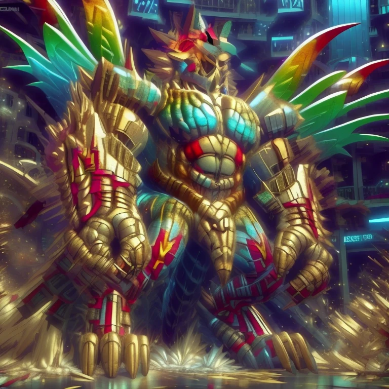 (masterpiece. official art. 8k. best quality. detailed full body. full body.)
(situation 1 : dominating The Phoenix Wolf. The Phoenix Wolf is over 1000 meters long. focus GIANT mechanical Muscular The Phoenix Wolf is trampling the car. Looking down.)
(situation 2 :smoke and flames rising from the destruction in the city)
(Additional details 1: Wearing golden Armor. Cape. Helmet. real texture material. whole body shines like metal. emphasizes the muscles. suit fully made of metal.Robotic suit).
(Additional details 1.5: The arms are golden. The lower half of the body is golden. The wolf-shaped helmet has sharp fangs. The whole body is golden. The chest area is also golden. There is a ring above the head.).
(Additional details 2: Detailed head. Detailed Body. Detailed abs. gigantic muscles. HYPER MUSCLES. Gigachad Muscular. big muscle. pecs. triceps. traps. unusually developed muscular body. body full of huge muscles. showing off muscles. pectorales enormes. Exaggeratedly huge muscles. huge muscles. long legs.).
(Additional details 3: Spread wings. It has wings. The claws are sharp. Sharp teeth.). He is laughing defiantly. The claws are sharp. Sharp teeth.).
(Additional details 3.5 : nj5furry, He is laughing defiantly. medieval armor.).
(Additional details 4: golden dick, golden cock, golden hyper penis. hyper golden penis. big penis)
(Additional details 6 : Spraying hyper cum up everywhere into the sky from his erect penis. wide spray of cum, covered in cum, cum splashing in front of camera, crowd of naked muscular male spectators, bukkake, City is under a thick later of cum.)