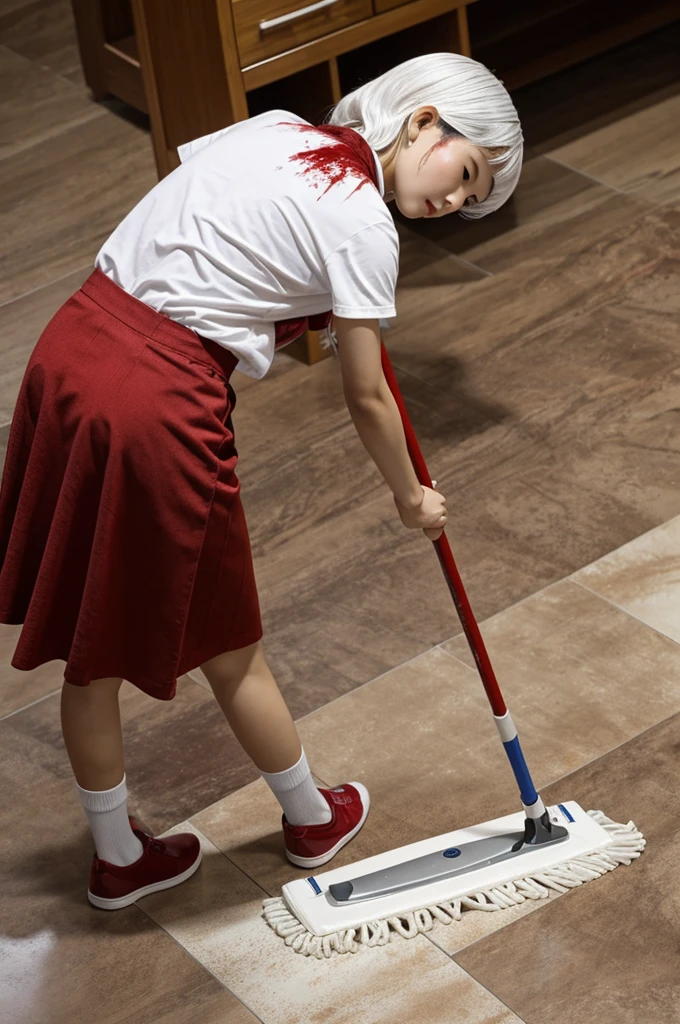 pigsty,In large quantities on the floor,,,,,,,,,,,,,,,,,,,,Lying pigs , hog、White workwear、White rubber apron, White Long Rubber Riding Boots, White rubber gloves,Beautiful girl standing up,Beautiful girl having fun, Cruel girl,Has a big blitz rod、Beautiful girl standing and putting her legs
