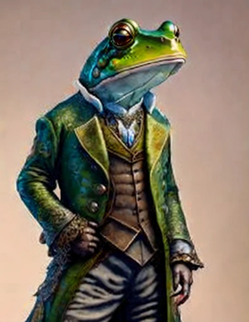 Humanoid fantastic frog with yellow skin color