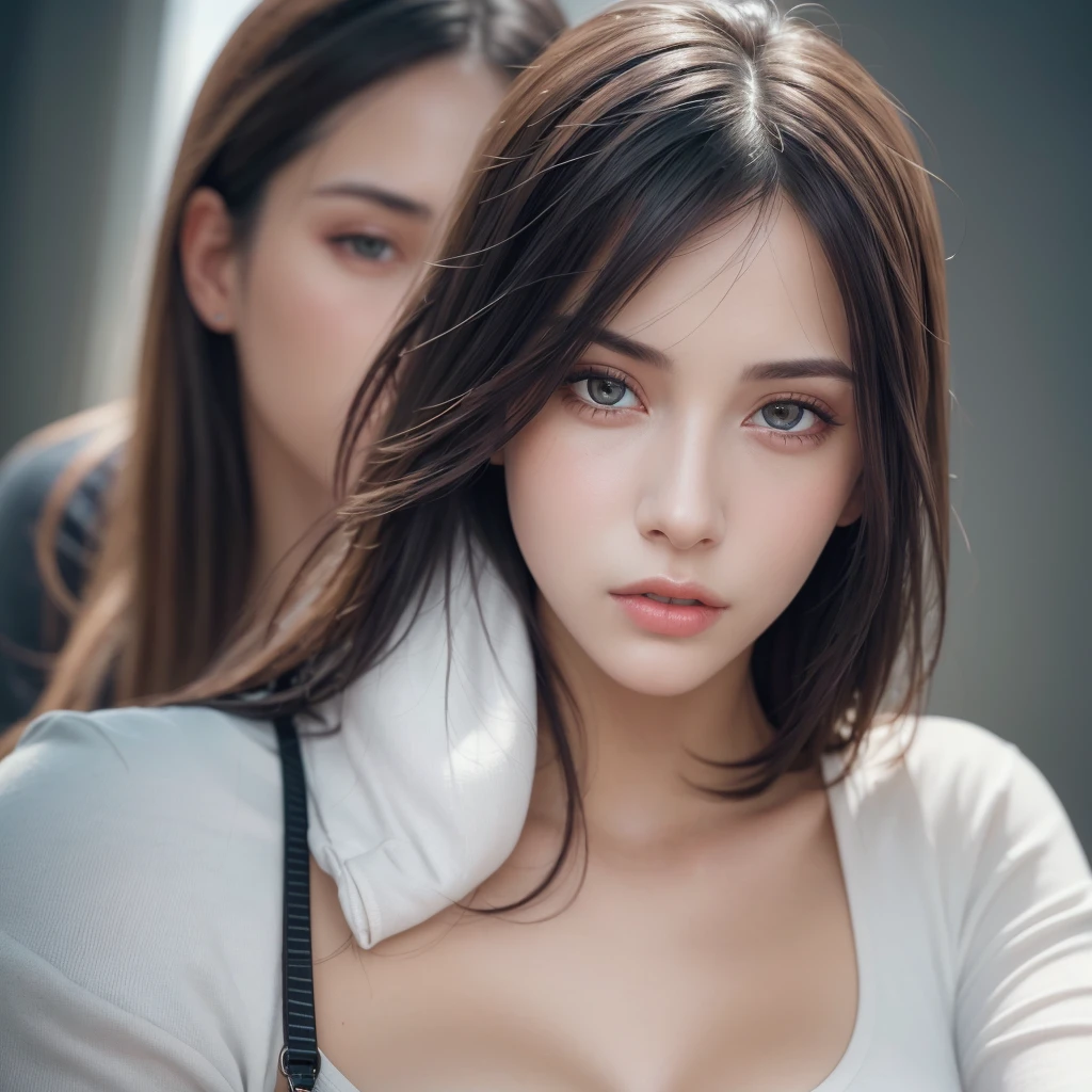 a beautiful female portrait, 1girl, woman wearing tight jeans, white sneakers, detailed face, detailed eyes, detailed lips, long eyelashes, beautiful skin, soft lighting, cinematic lighting, dramatic lighting, photorealistic, hyperrealistic, 8k, high quality, detailed texture, masterpiece, elegant, stylish
