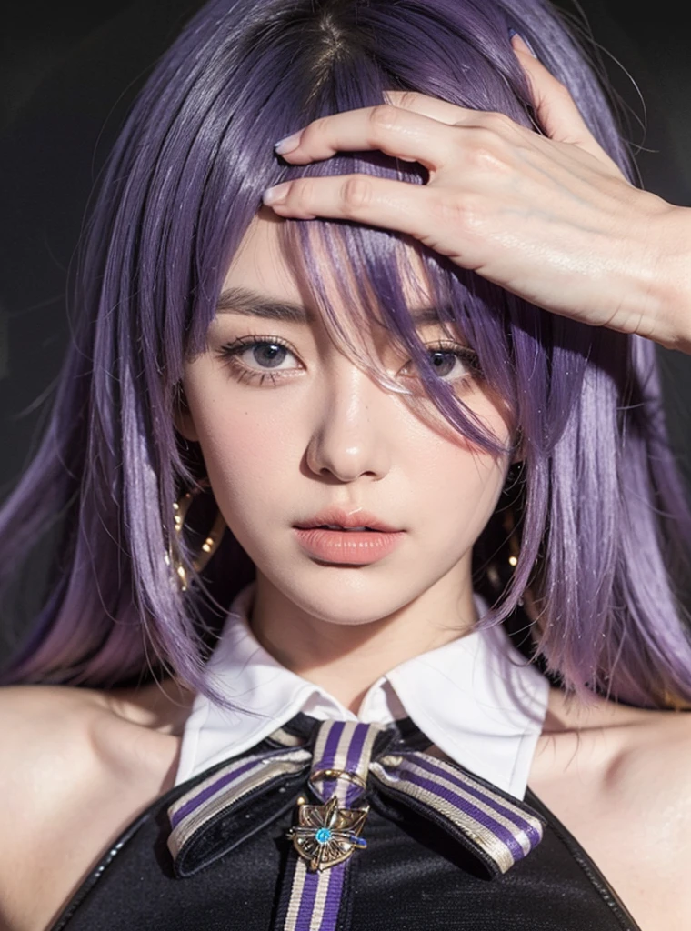 Purple hair,beautiful girl,long hair