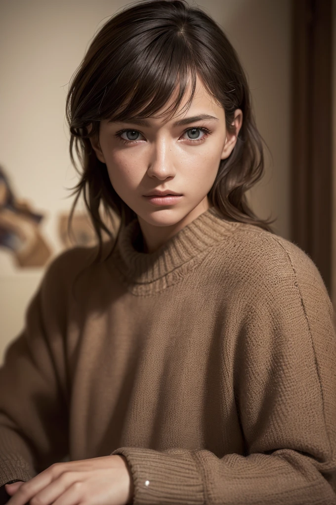 (work of art, photorrealistic, cru,:1.4), (extremely complex:1.2), close up, cinematic light, side lighting, ultra high resolution, best shade, cru, trunk, Geezer, wearing pullover,
