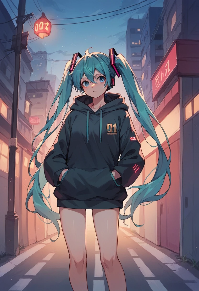 Hatsune Miku Hoodie City at night