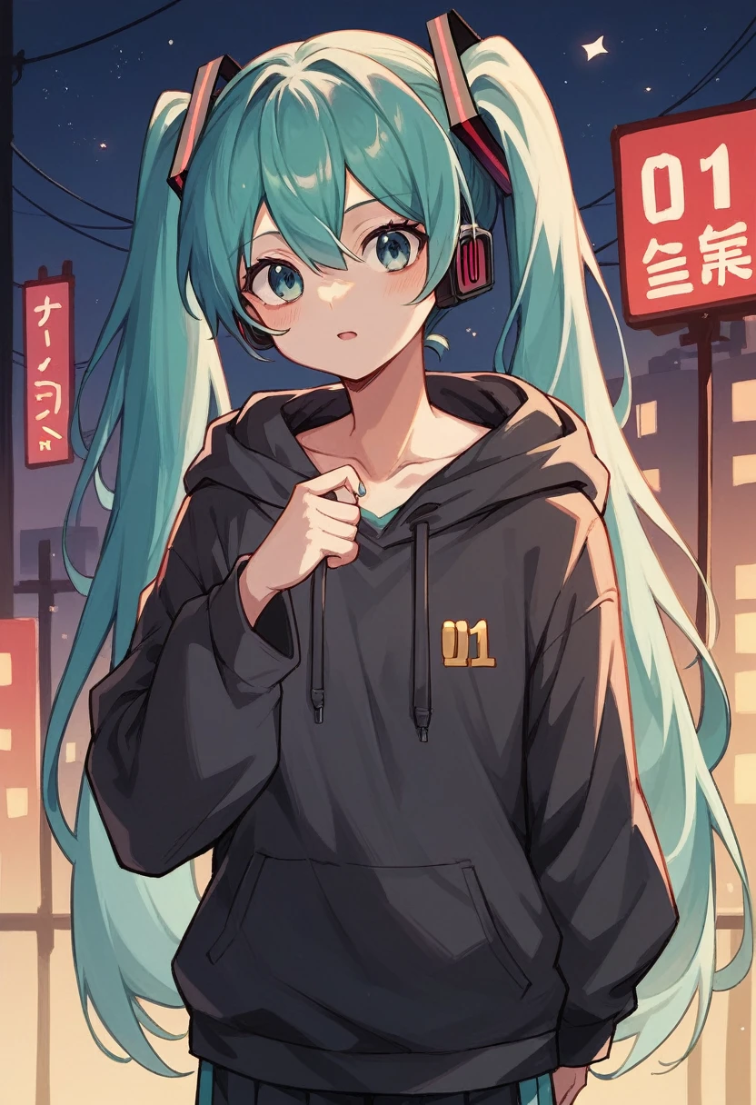 Hatsune Miku Hoodie City at night