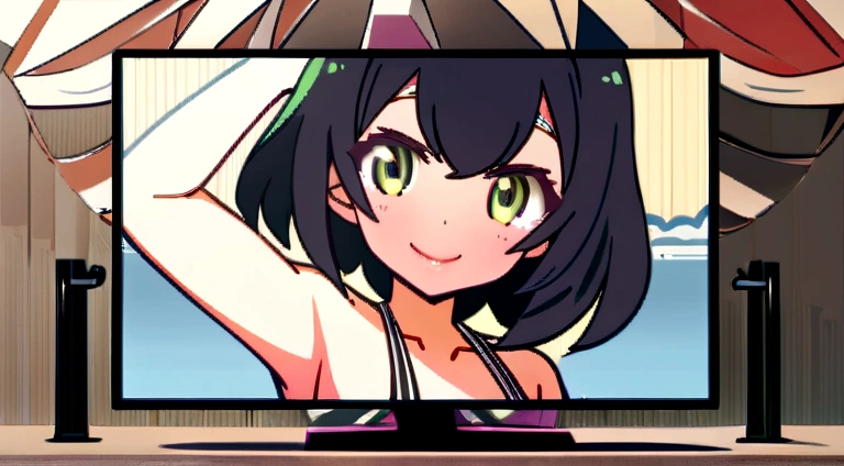 masutepiece, Best Quality, Illustration, Ultra-detailed, finely detail, hight resolution, 8K Wallpaper, Perfect dynamic composition, Beautiful detailed eyes, Women's Fashion Summer,Medium Hair,Small breasts natural color lip, Bold sexy poses,Smile,Harajuku、20 years girl、Cute、Sexy shot looking at camera

