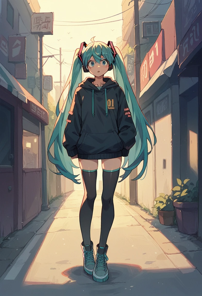 Hatsune Miku Hoodie City at night streets