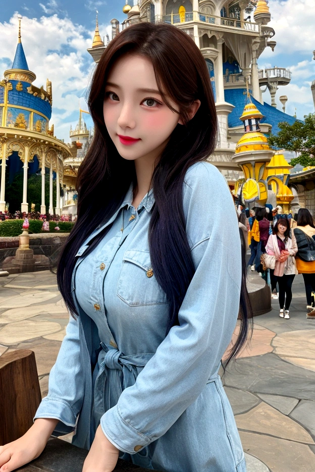 Beautiful woman at the theme park,