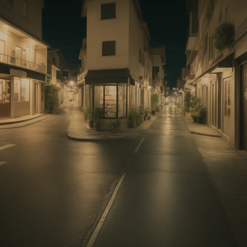 Quiet street at night