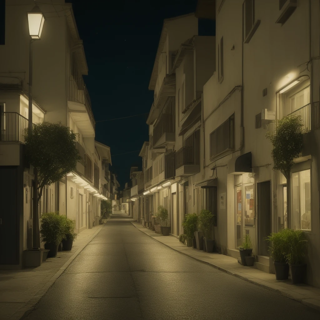 Quiet street at night