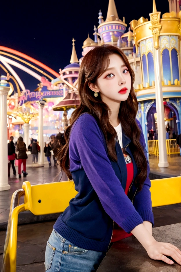 Beautiful woman at the theme park, 