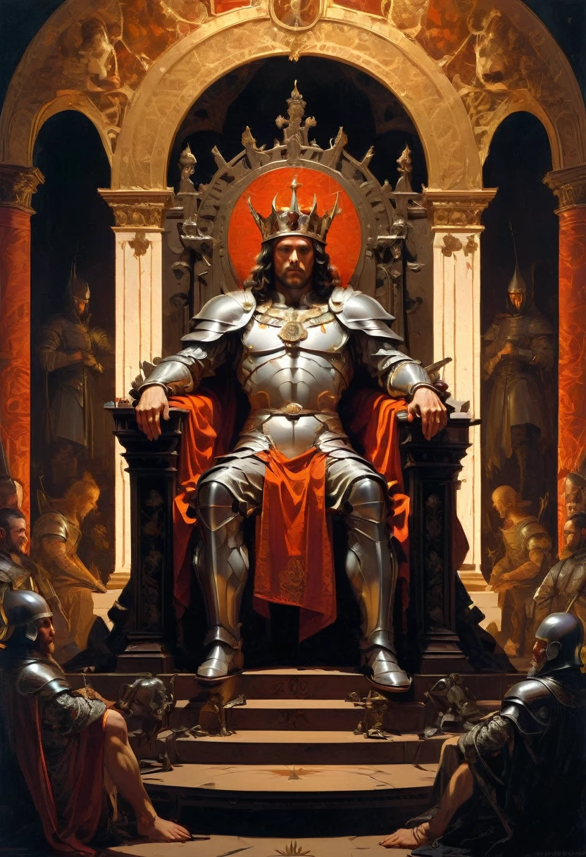 Throne of Power, full body, by Georges de La Tour, best quality, masterpiece, very aesthetic, perfect composition, intricate details, ultra-detailed