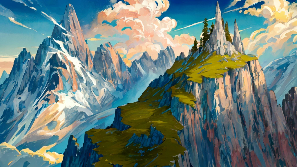 There is a mountain with trees, Background Art, Distant hills background, sky forest background, Background Hills, You can see the sea in the distance, Landscape Background, The background is foggy, Landscape Background, Refreshing background, Random background scenes, Background Artwork, Mountain background, beatiful mountain background, Disney-inspired scenery, Anime scenery, anime Background Art,
