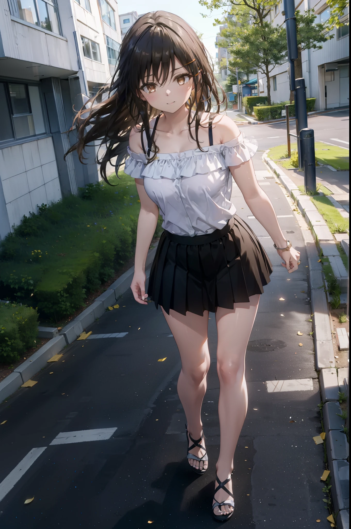 Yuikotegawa, yui kotegawa, Black Hair, (Brown eyes:1.5), Long Hair,Big Breasts,happy smile, smile, Open your mouth,Glasses,Cold shoulder tops,Short sleeve,mini skirt,Stiletto heels,Walking,morning,morning陽,The sun is rising,whole bodyがイラストに入るように,
break outdoors, School,school gate,
break looking at viewer, whole body,
break (masterpiece:1.2), Highest quality, High resolution, unity 8k wallpaper, (figure:0.8), (Beautiful attention to detail:1.6), Highly detailed face, Perfect lighting, Highly detailed CG, (Perfect hands, Perfect Anatomy),