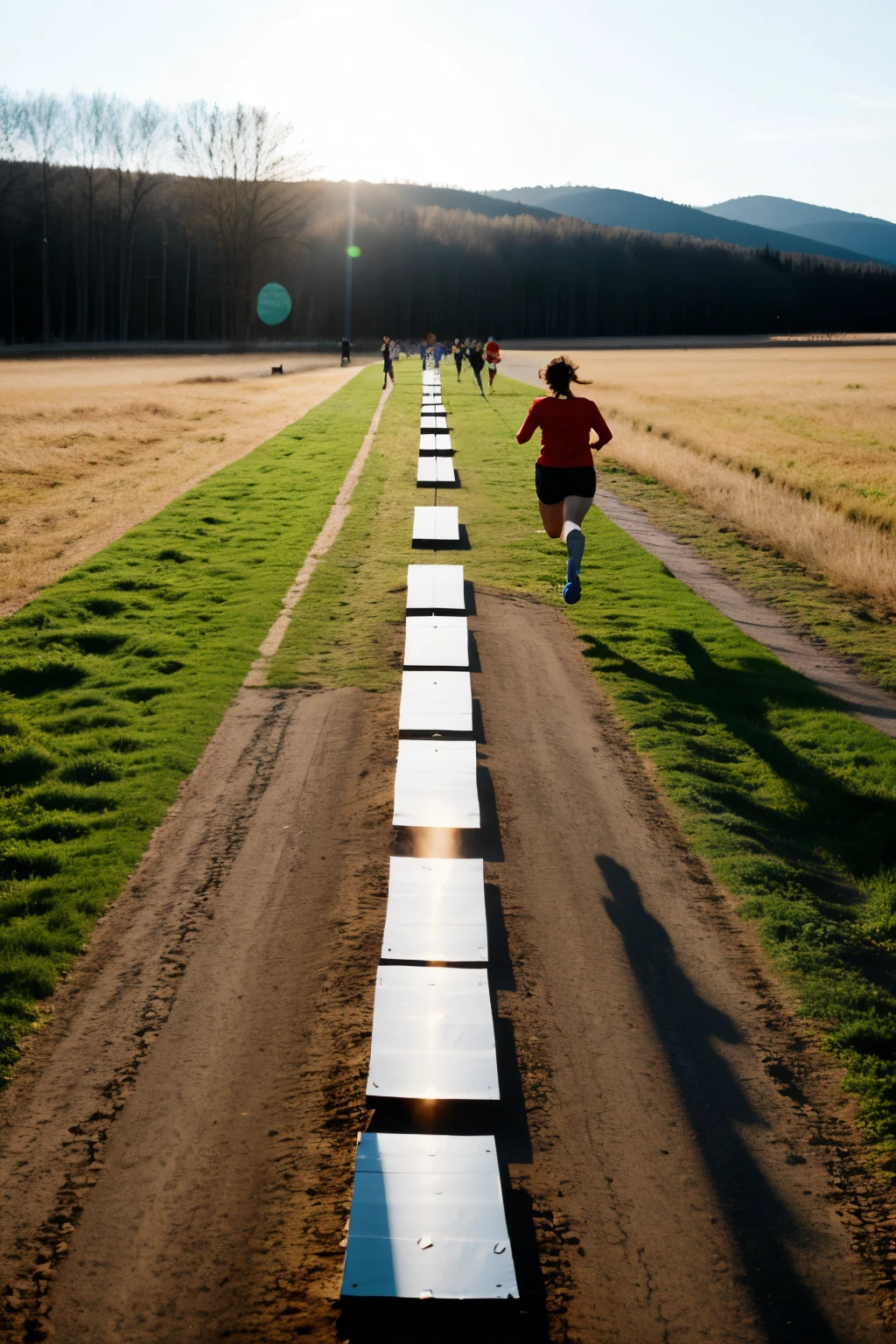 20 people running with letters in their hands