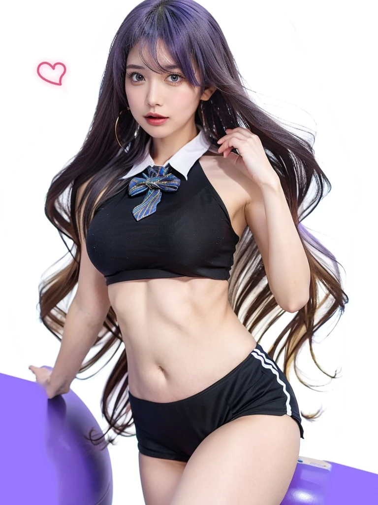 Bigbreast,long purple hair,gym clothes