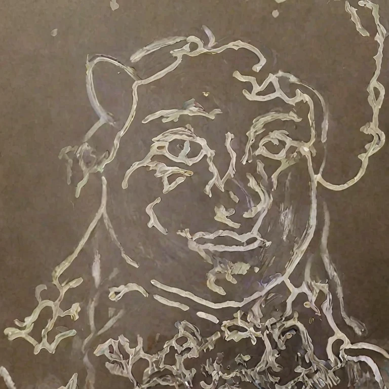 Boy's face with curly hair, 3 style painted in oil, angelic face