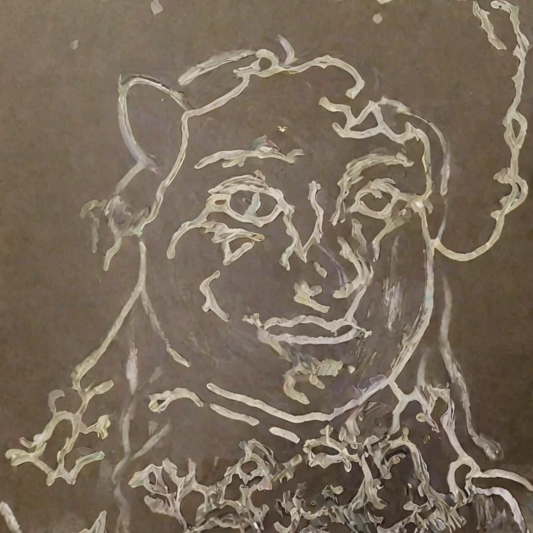Boy's face with curly hair, 3 style painted in oil, angelic face