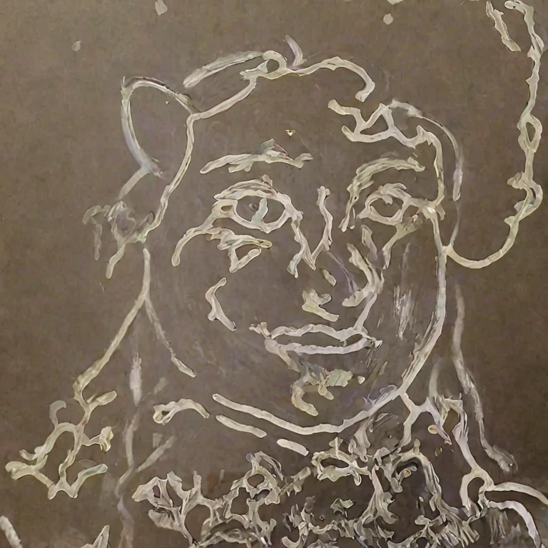 Boy&#39;s face with curly hair, 3 style painted in oil, angelic face  