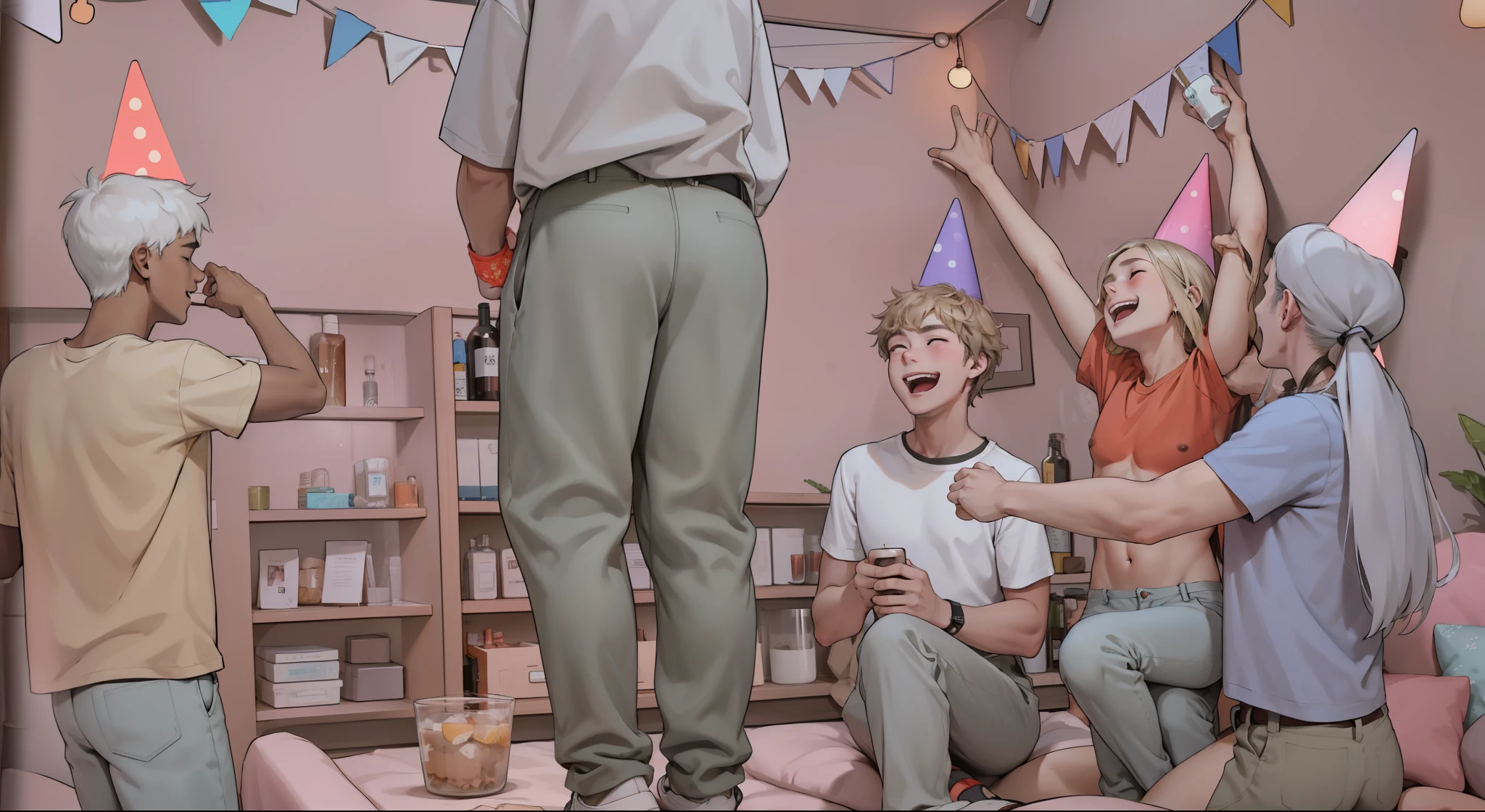 18 year old agers at a party are happy