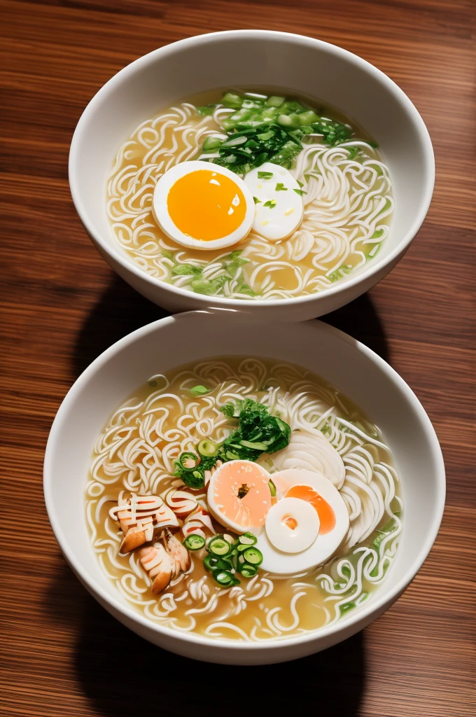 Create a detailed illustration of a bowl of ramen with a unique twist. The ramen bowl should feature elements inspired by traditional Japanese art, specifically the iconic wave patterns from 'The Great Wave off Kanagawa.' The noodles should form wave-like shapes, with toppings such as egg, pork slices, and narutomaki seamlessly blending into the waves. The bowl itself should have intricate patterns, and the background should be a solid color, preferably dark, to make the design stand out. Include subtle Japanese characters as part of the design to enhance the traditional feel