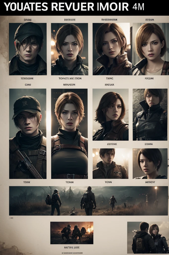 Create a YouTube banner, with the characters from resident evil 4 remake