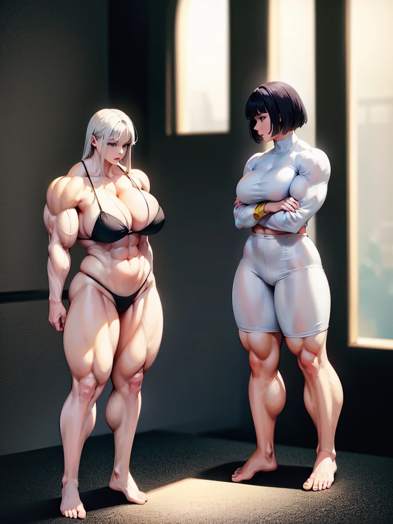 Woman in black bikini and small man in white shirt, weak and small man, thin and small physique, Very beauthful. , ,weak and defenseless man, small physique, , muscular ultraviolent woman, muscular and scary, absurdly huge physique, big muscles, extremely muscular woman, giant woman, extremely giant, thinking about a boy, stepping on a little