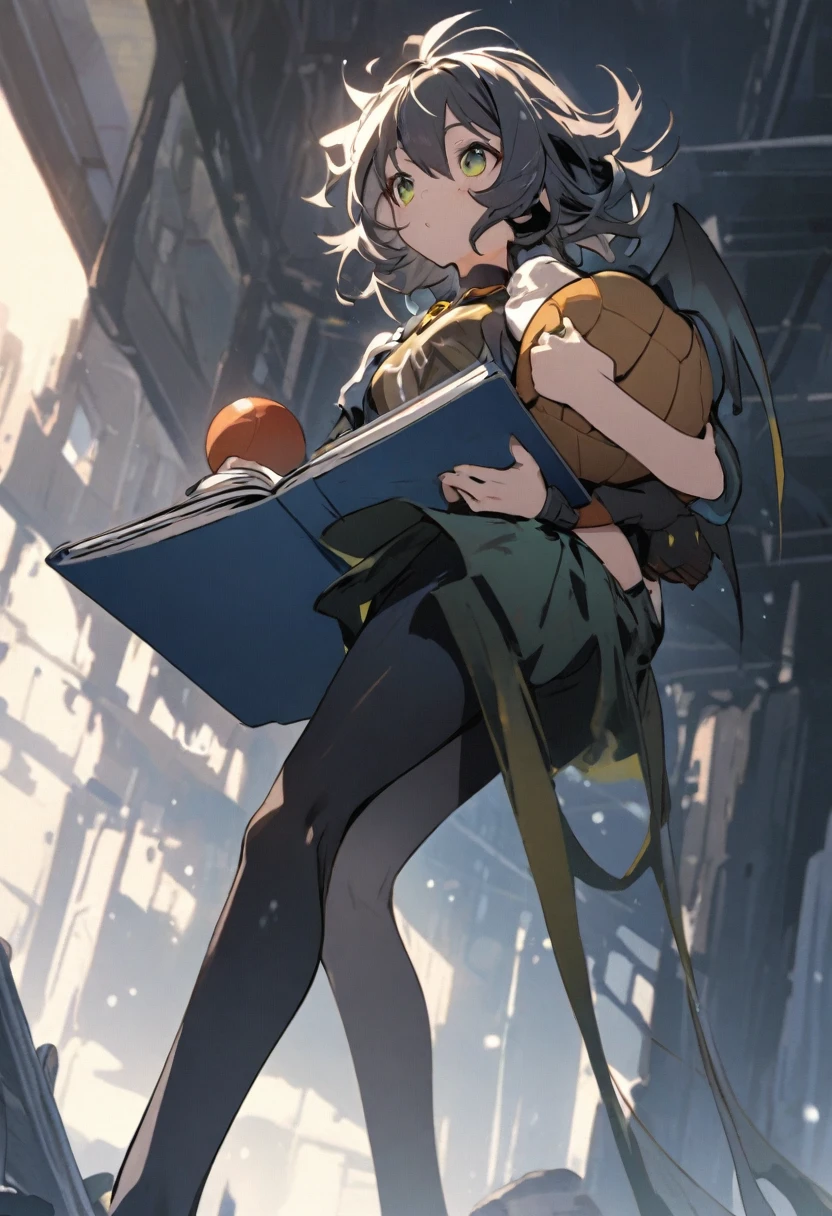Spider Girl carrying a ball and a book