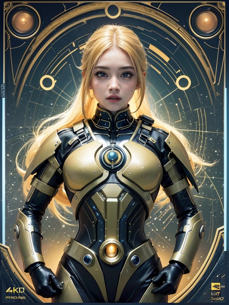 A beautiful young girl with yellow hair, a tight lightning-themed suit, and small breasts, wielding alien thunder weapons in a thunderstorm backdrop, (best quality,4k,8k,highres,masterpiece:1.2),ultra-detailed,(realistic,photorealistic,photo-realistic:1.37),extremely detailed eyes and face,beautiful detailed lips,longeyelashes,lightning effects,dynamic pose,dramatic lighting,vibrant colors,sci-fi,concept art