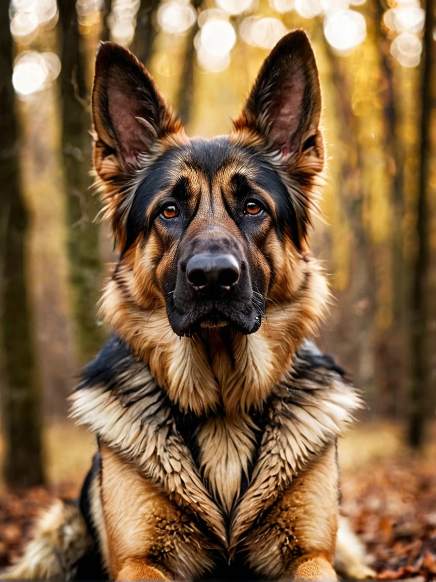 photo of the body of a horrible German shepherd, bokeh, Simple and clean, fairy tale, minimalistic, appealing, It&#39;s beautiful