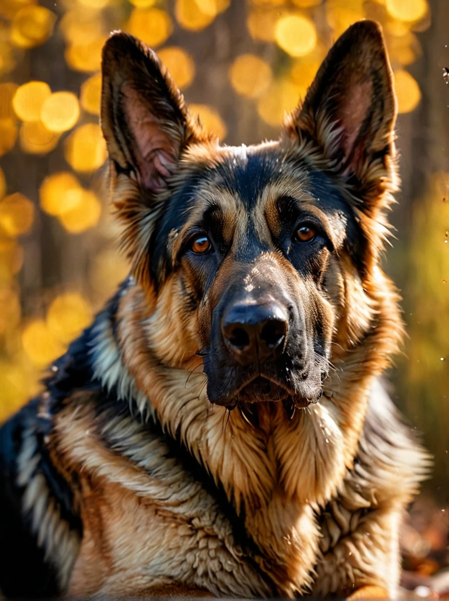 photo of the body of a horrible German shepherd, bokeh, Simple and clean, fairy tale, minimalistic, appealing, It&#39;s beautiful