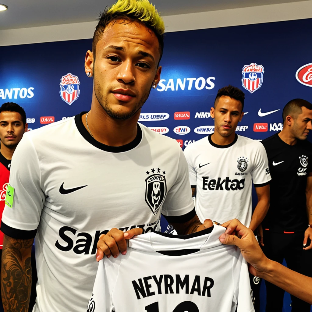 Neymar with the Santos t-shirt
