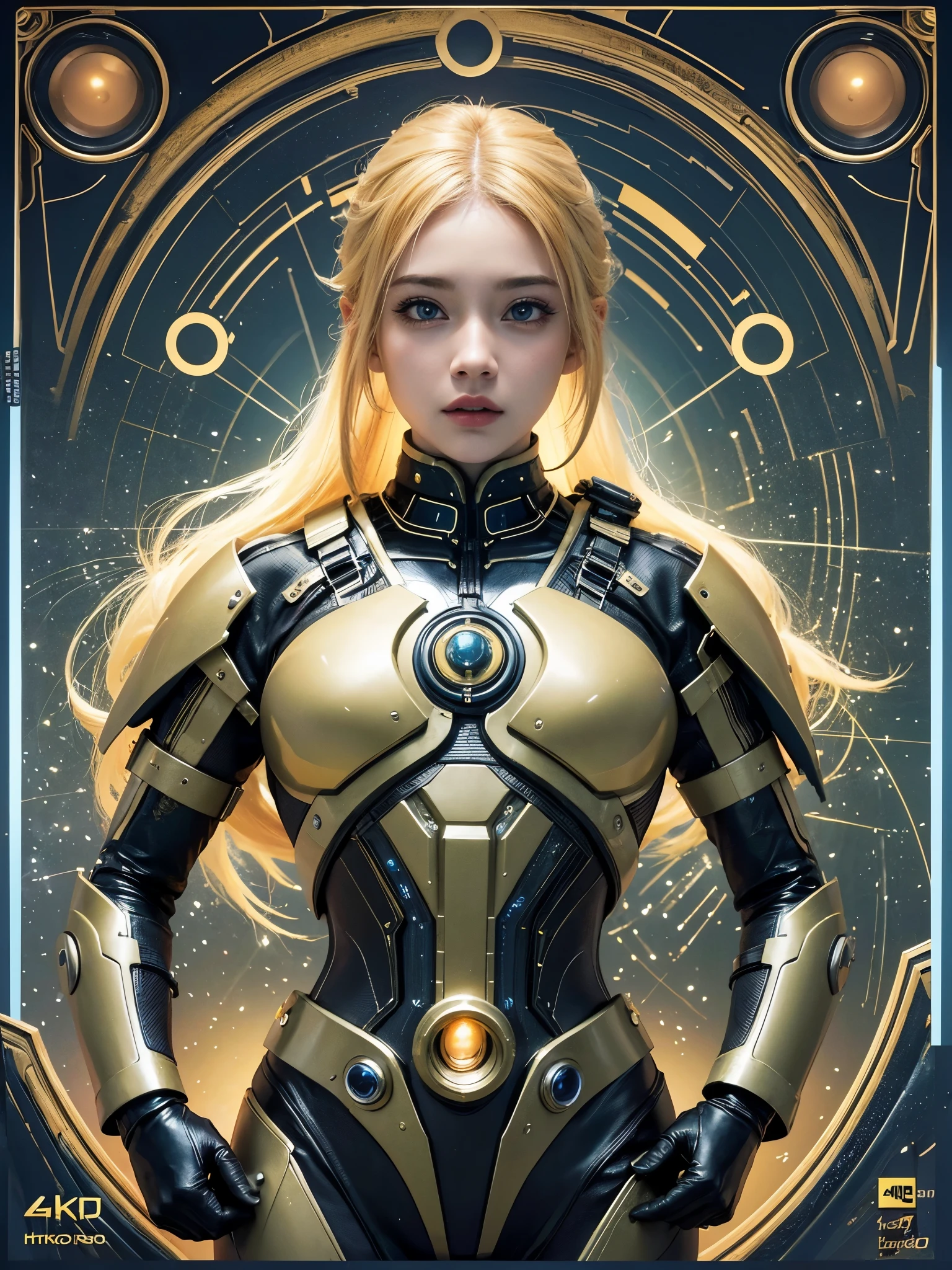 A beautiful young girl with yellow hair, a tight lightning-themed suit, and small breasts, wielding alien thunder weapons in a thunderstorm backdrop, (best quality,4k,8k,highres,masterpiece:1.2),ultra-detailed,(realistic,photorealistic,photo-realistic:1.37),extremely detailed eyes and face,beautiful detailed lips,longeyelashes,lightning effects,dynamic pose,dramatic lighting,vibrant colors,sci-fi,concept art