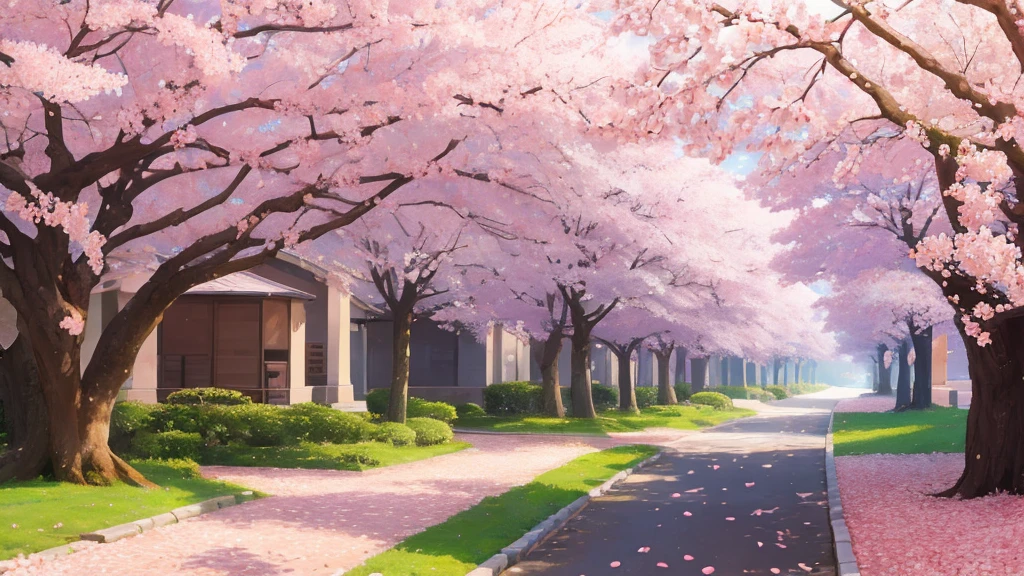 Highest quality, cherry blossoms, spring, Breeze, anime, background