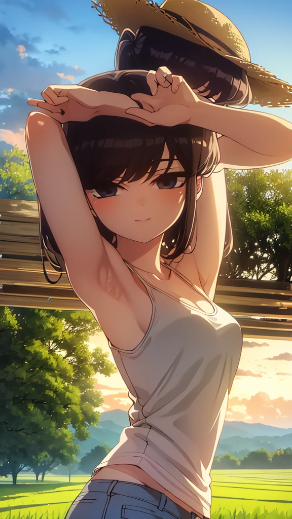 Affordable design, Clear lines, High Sharpness, (Highest quality,4K,Perfect sharpness,Ultra fine,High resolution,masterpiece:1.2), Perfect Anatomy:1.5, Official Art, Illustrations that tell a story, (Whitish background:0. 9)、Body Positivity、多Mr.な身体表現、(Random and fun poses)、Perfect beauty、Perfect beautiful face、(Strong winds)、A rich expression、Dynamic composition、smile、Golden ratio composition、colorful、(((Mr.々Different angles and perspectives)))、Anime Art、(Overcoming stereotypes)、 Glowing Skin、(Natural beauty)、bangs、Straight Hair、(Soft and flowing hair)、(countryside)、(Nostalgic atmosphere)、(Insert up to the thighs)、(Playful and carefree)、(多Mr.なキャラクター)、(Graceful posture)、(Sunny atmosphere)、(Bright colors)、((Pure white lingerie))、Show off your thighs、Show off the backs of your thighicro Bikini))、Sweaty skin、(( String panties))、Spread your legs、Lie down、