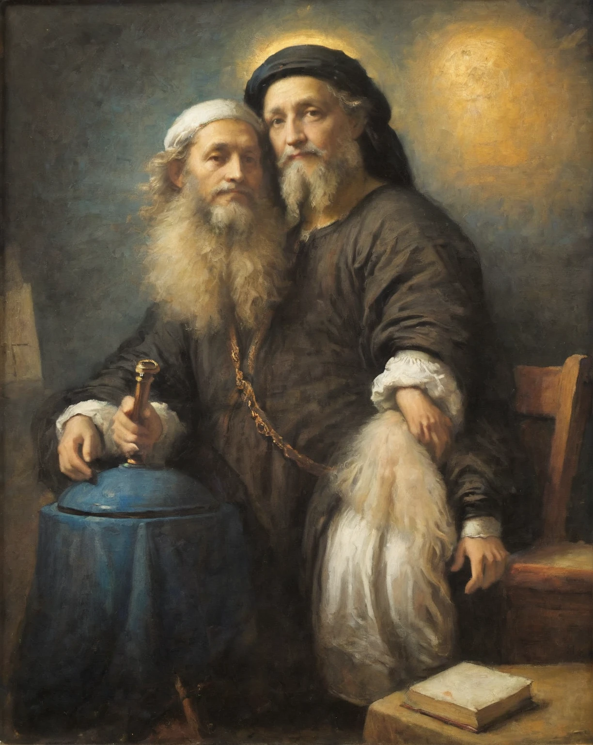 Reostro angelicar as a , in the Leonardo Da Vinci style, oil painting, Rembrandt aesthetics