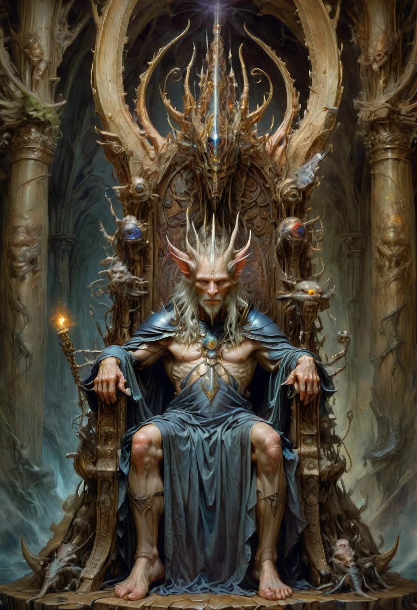 Throne of Power, full body, by Gerald Brom, best quality, masterpiece, very aesthetic, perfect composition, intricate details, ultra-detailed