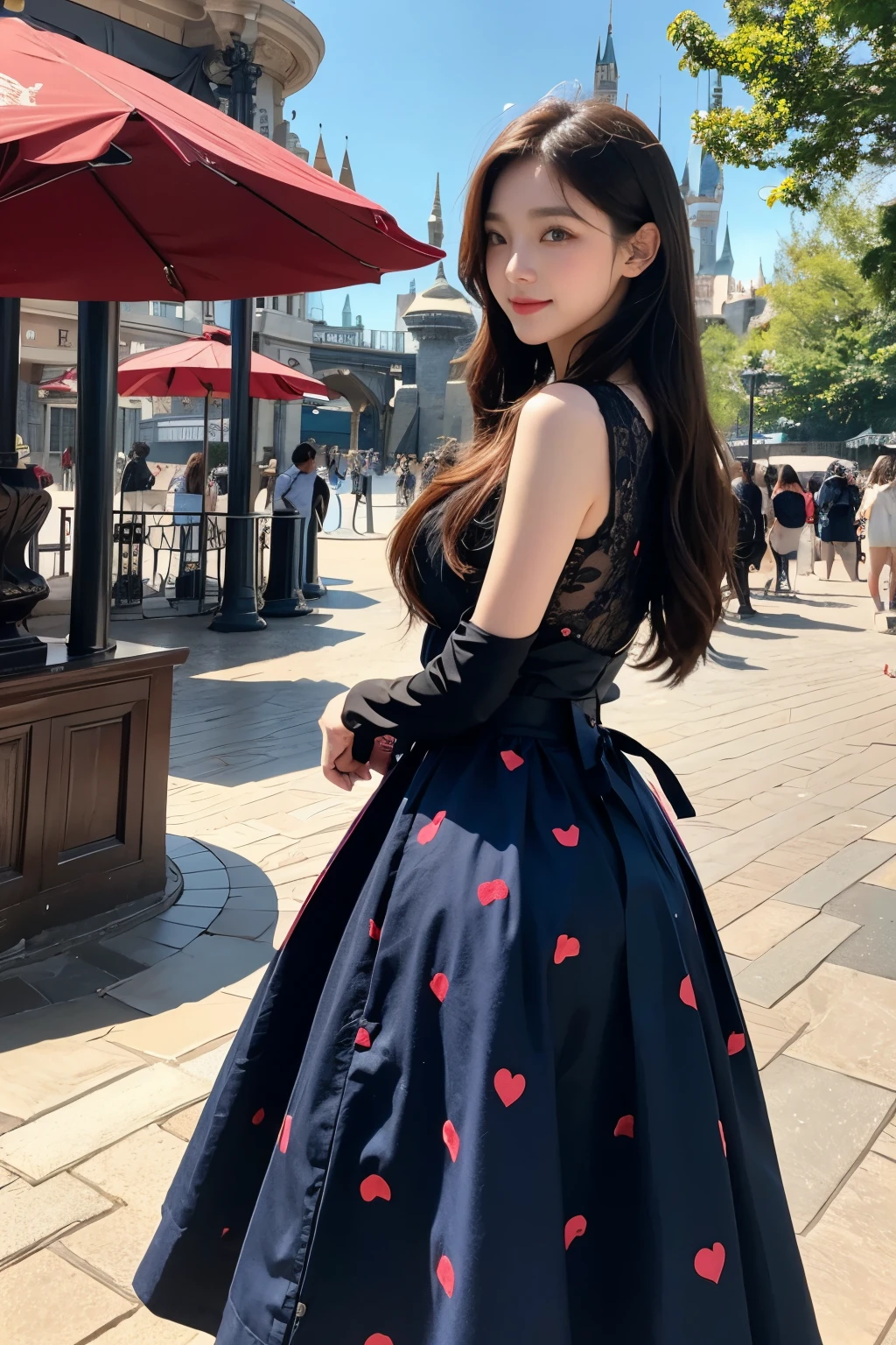 Beautiful woman at the theme park,