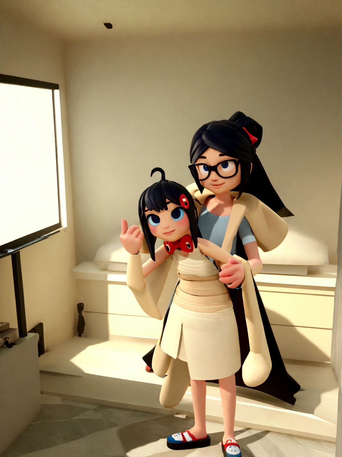 Cartoon character of a man in black glasses and blue shirt, an animated character, stylized character, animation style rendering, 3d stylized, Arnold Maya rendering, Stylized 3D rendering, toon render screenshot, 3d character, 3d character, Stylized 3D rendering, 3D character rendering, cartoon character, Personagem de close up, character posing, (Pixar-style) (master part:1.2) (bokeh) (best qualityer) (skin detailed) (detailed texture) (8K) (Argilla) (cinematic lighting) (sharp focus,Sit down and lift your upper body