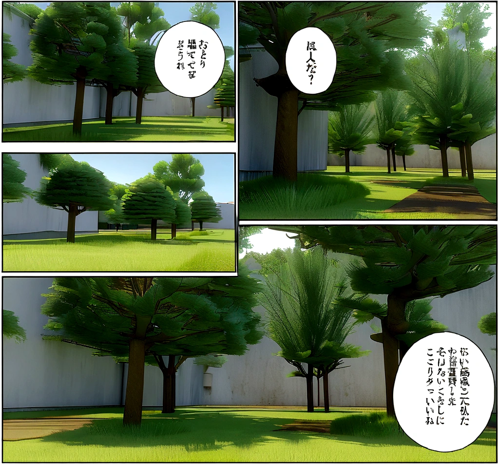 watering trees, anime, comic, 3D model