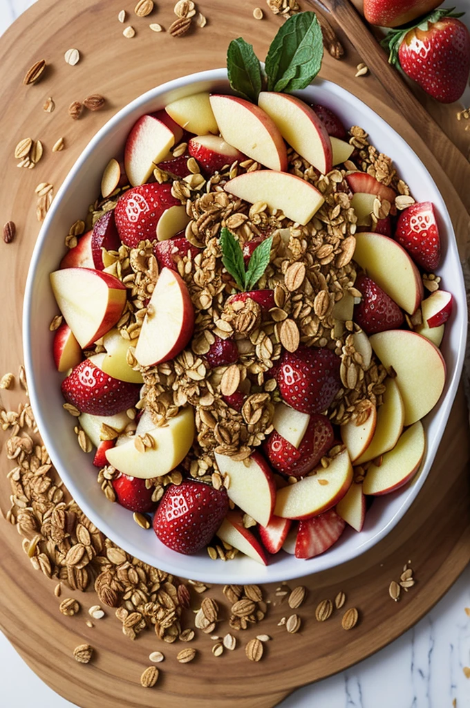 Apple fruit salad, pass, Piña, uva, strawberries, MONEY, granola 