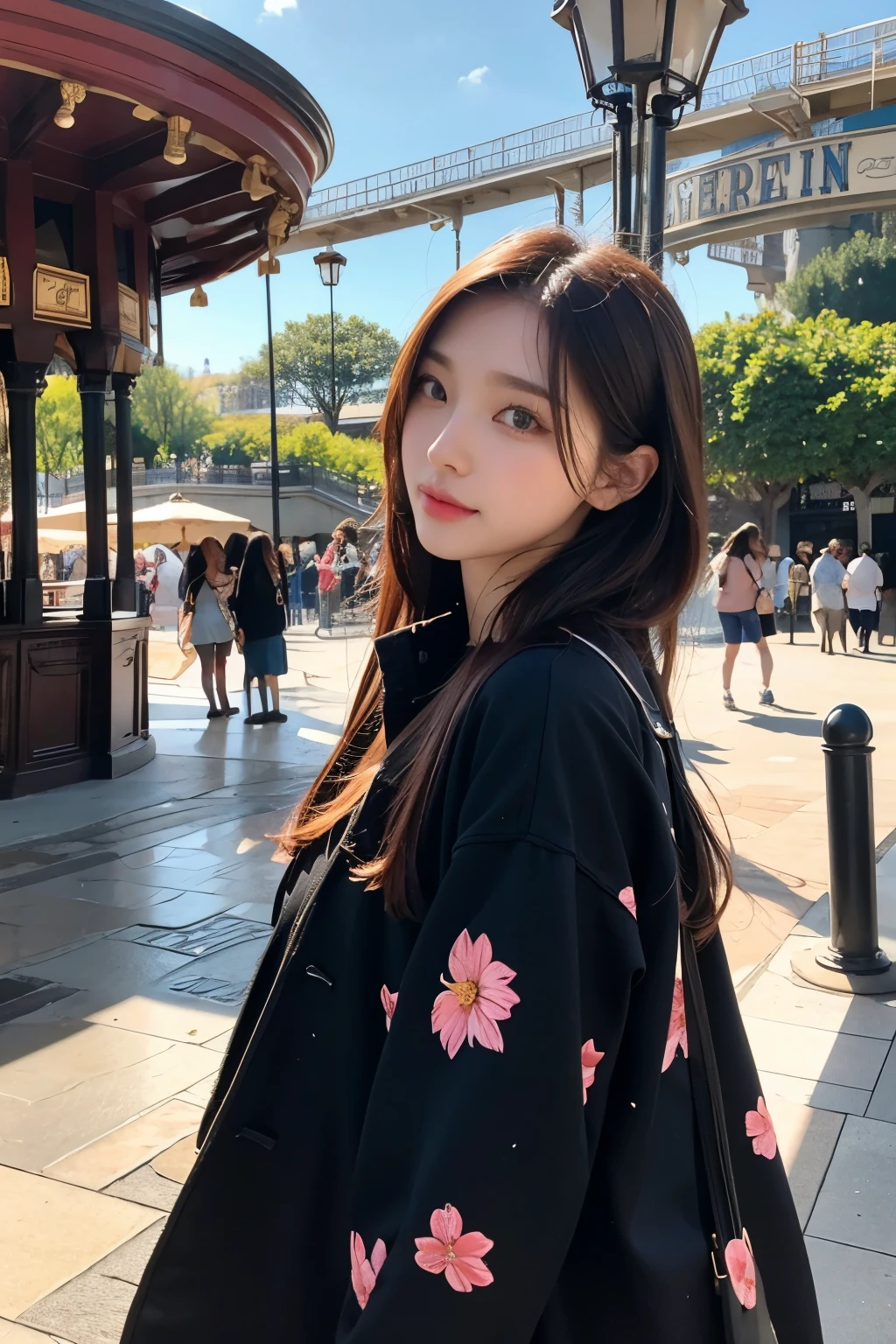 Beautiful woman at the theme park,