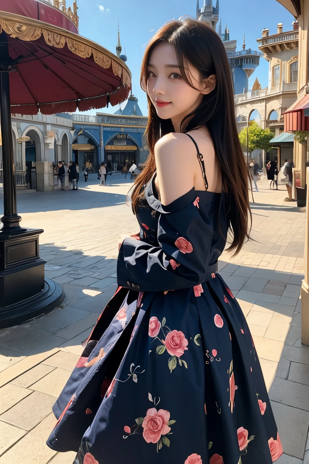 Beautiful woman at the theme park,