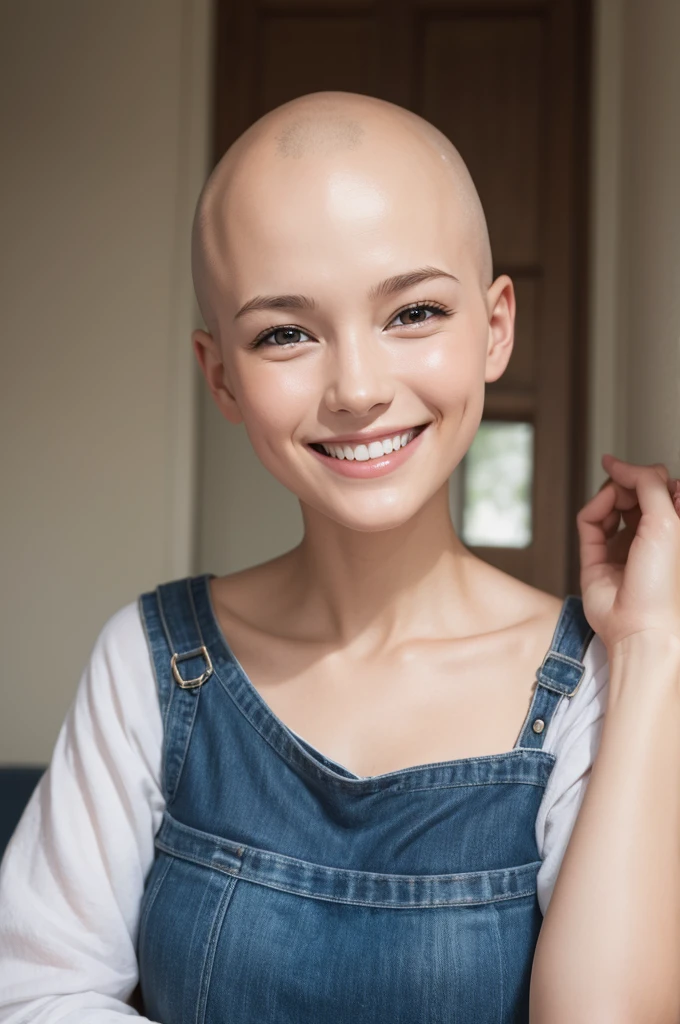 girl smiling without hair