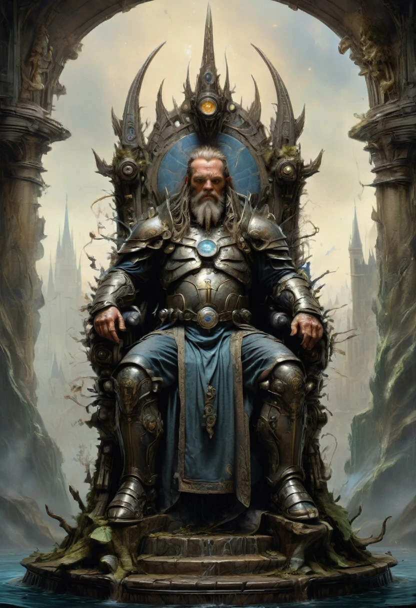 Throne of Power, full body, by Jean-Baptiste Monge, best quality, masterpiece, very aesthetic, perfect composition, intricate details, ultra-detailed