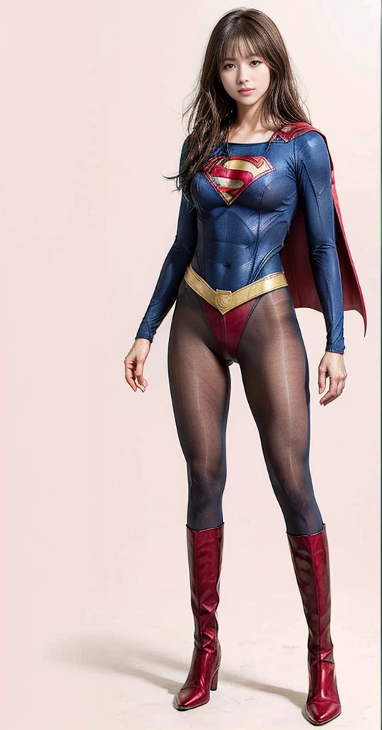 No background、(((Beautiful legs in black tights.)))、(((Legally express the beauty of your smile)))、((((Make the most of your original images)))、(((Supergirl Costume)))、(((Beautiful very short hair)))、(((suffering)))、(((Please wear black tights....、Wear red boots)))、((Best image quality、8K))、((Highest quality、8K、masterpiece:1.3))、(((Preserve background )))、Sharp focus:1.2、Beautiful woman with perfect figure:1.4、Slim Abs:1.2、Wet body:1.5、Highly detailed face and skin texture、8K