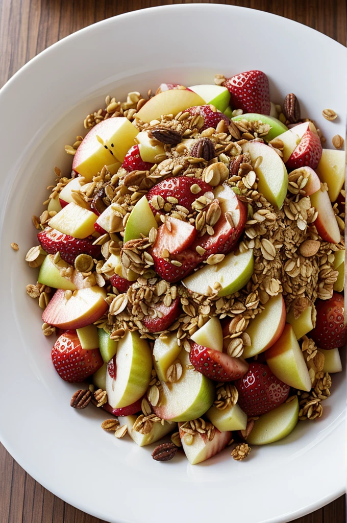 Apple fruit salad, pass, Piña, uva, strawberries, MONEY, granola