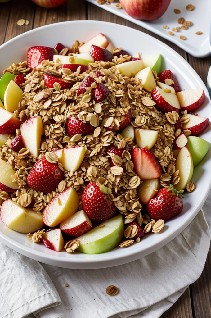 Apple fruit salad, pass, Piña, uva, strawberries, MONEY, granola 