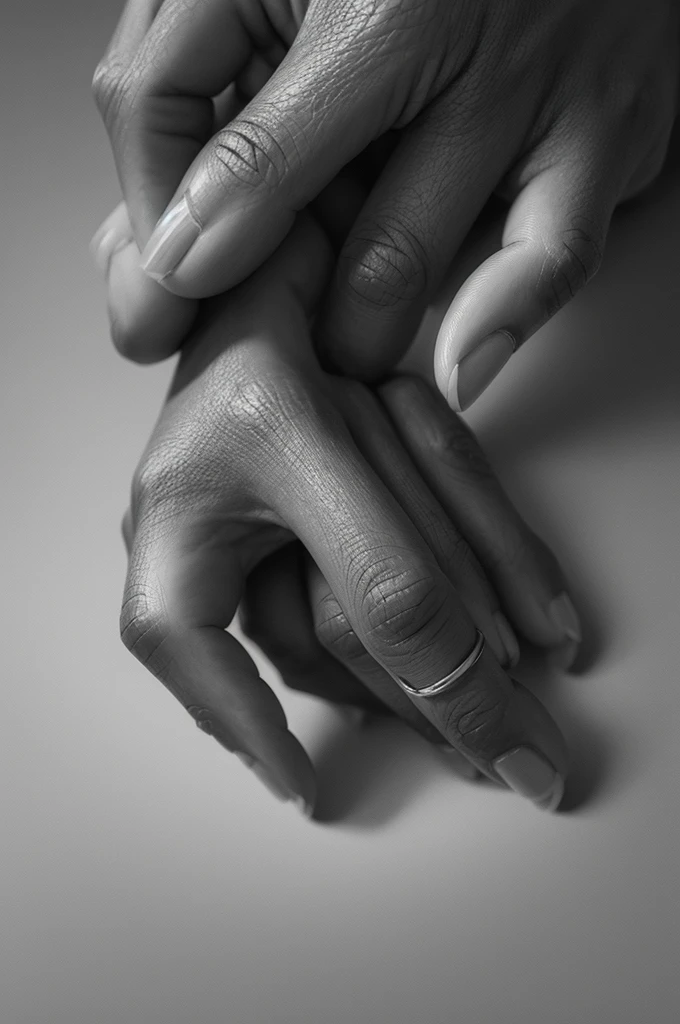 Black human hands in realistic drawing 